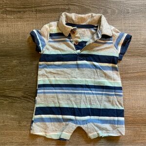 ⭐️ 5 for $15 Blue / Aqua/ Gray Polo Style Short Sleeve Collared Onesie